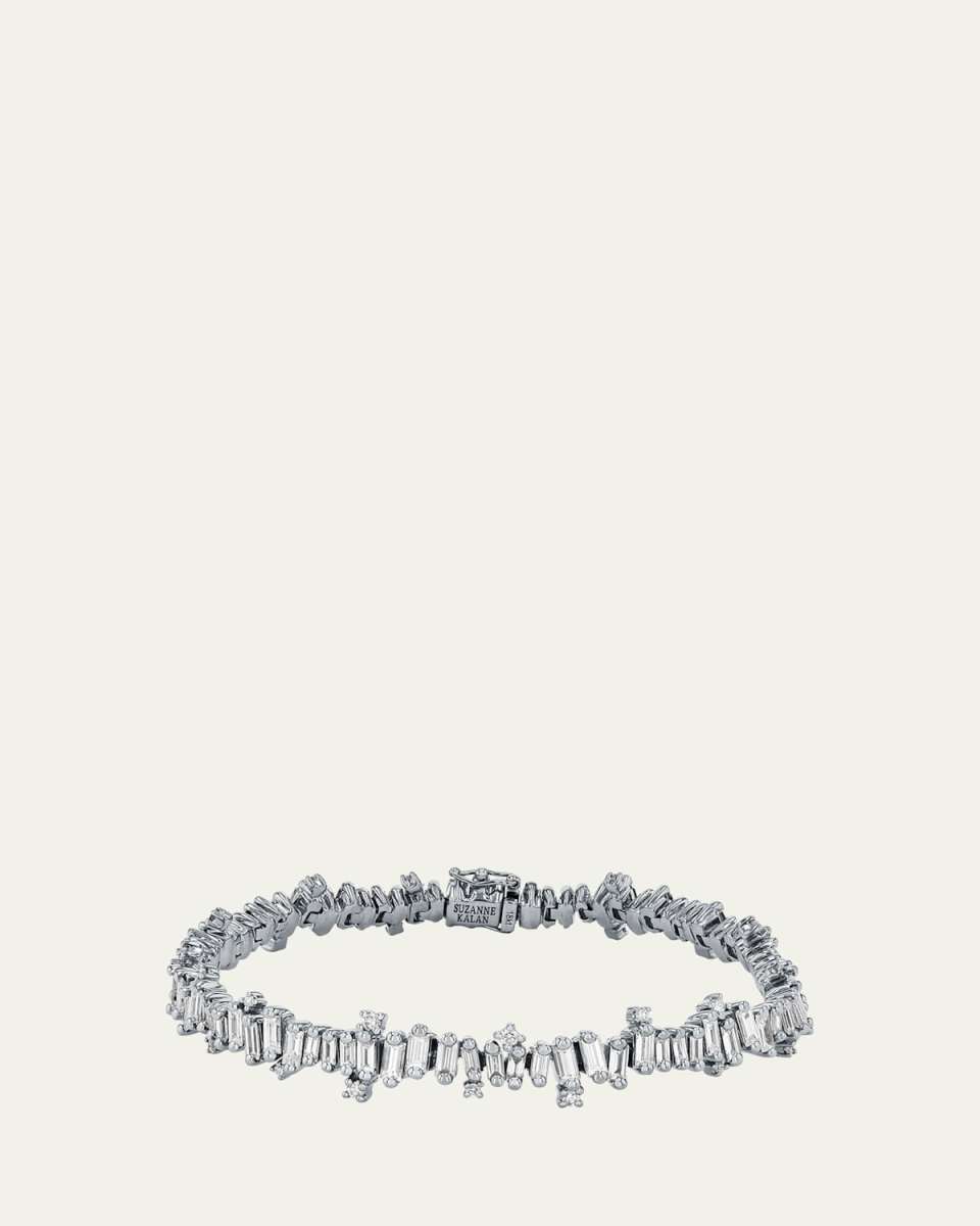 18k White Gold Fireworks Jagged Diamond Tennis Bracelet